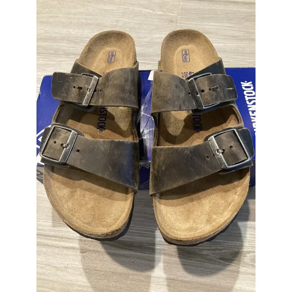 Birkenstock Arizona Leather Sandal Khaki Brown 1019377 Women UK 40 US 9 Narrow - Picture 2 of 16